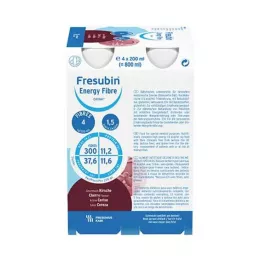 FRESUBIN ENERGY Fiber DRINK Cherry Drinking Bottle, 4X200 ml