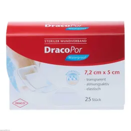 DracoPor αδιάβροχο επίθεμα τραυμάτων 5x7,2 cm αποστειρωμένο, 25 τεμ