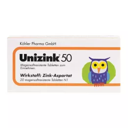 UNIZINK 50 γαστροανθεκτικά δισκία, 20 τεμ