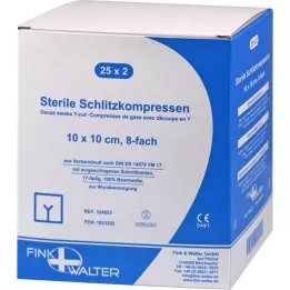SCHLITZKOMPRESSEN 10x10 cm αποστειρωμένο 8 δρόμων, 25X2 τεμ