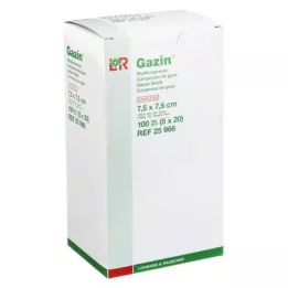 GAZIN Γάζα 7,5x7,5 εκ. αποστειρωμένη 12 στρώσεις, 5Χ20 τεμ