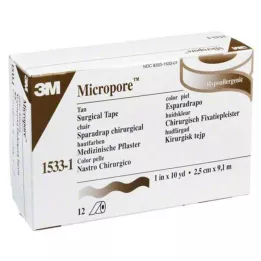 MICROPORE Επίθεμα fleece 2,5 cm x 9,1 m δέρμα 1533-1, 12 τεμάχια