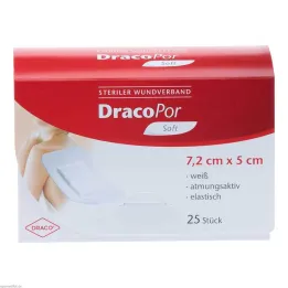 DracoPor Μαλακό λευκό επίθεμα τραυμάτων 7,2x5 cm αποστειρωμένο, 25 τεμ