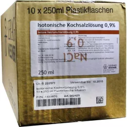 ISOTONISCHE Αλατούχο διάλυμα 0,9% πλαστικό διάλυμα, 10X250 ml