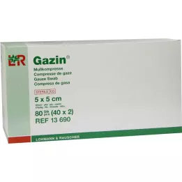 GAZIN Γάζα 5x5 εκ. αποστειρωμένη 12 στρώσεις, 40Χ2 τεμ
