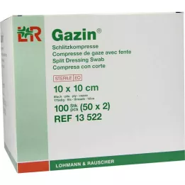 GAZIN Κομπρέσες με σχισμή 10x10 cm αποστειρωμένες 8 στρώσεις, 50X2 τεμ