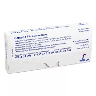GENCYDO 1% ενέσιμο διάλυμα, 8 τεμ
