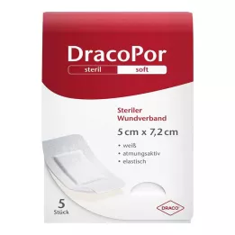 DRACOPOR Επίδεσμος τραυμάτων 5x7,2 cm αποστειρωμένος, 5 τεμ