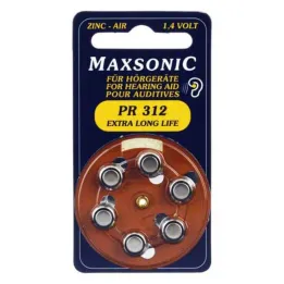 Μπαταρίες για ακουστικά βαρηκοΐας Maxsonic PR312, 6 τεμ