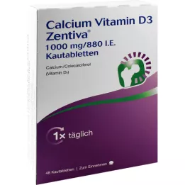 CALCIUM VITAMIN D3 Zentiva 1000 mg/880 I.U. Kautab, 48 τεμ