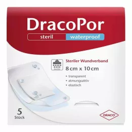 DRACOPOR αδιάβροχο επίθεμα τραυμάτων 8x10 cm αποστειρωμένο, 5 τεμ