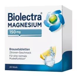 BIOLECTRA Μαγνήσιο 150 mg αναβράζοντα δισκία λεμονιού, 20 τμχ