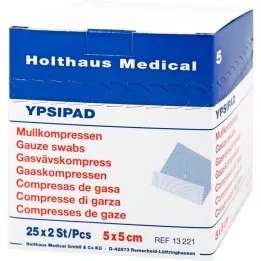 MULLKOMPRESSEN Ypsipad 5x5 cm αποστειρωμένο 8άρι, 25X2 τεμ