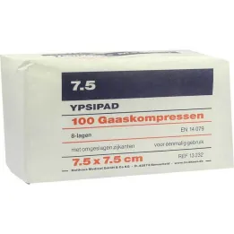 Γάζες κομπρέσες Ypsipad 7,5x7,5 cm μη αποστειρωμένες 8 πτυχές, 100 τεμάχια