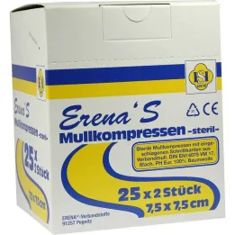 Κομπρέσα γάζας Erena αποστειρωμένη 7,5x7, 25x2 τεμ