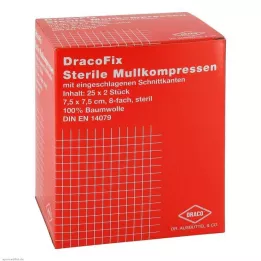 DRACOFIX PEEL Κομπρέσες 7,5x7,5 εκ. αποστειρωμένες 8 στρώσεις, 25Χ2 τεμ
