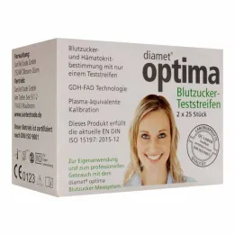 Ταινίες μέτρησης σακχάρου αίματος Diamet optima 2 σε 1, 2x25 τεμάχια