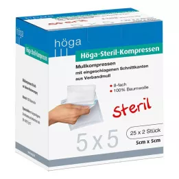HÖGA-KOMPRESSEN 5x5 cm αποστειρωμένο 8πλάσιο, 25X2 τεμ