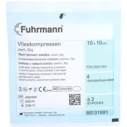 VLIESKOMPRESSEN αποστειρωμένο 10x10 cm 4πλάσιο, 50X2 τεμ