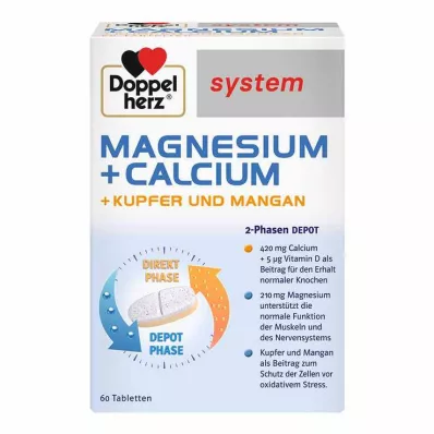 DOPPELHERZ Magnesium+Calc.+Copper+Mangane syst.Tab., 60 τεμ DOPPELHERZ Magnesium+Calc.+Copper+Mangane syst.Tab., 60 τεμ