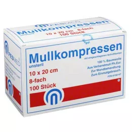 MULLKOMPRESSEN ES 10x20 cm μη αποστειρωμένο 8-στρωμα, 100 τμχ