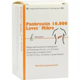 PANKREATIN 10.000 σκληρές κάψουλες μικρογαστρικού υγρού Laves, 50 τεμ
