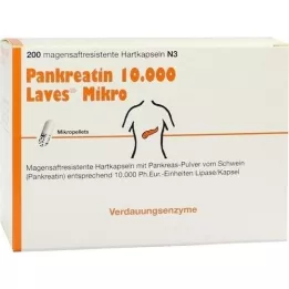 PANKREATIN 10.000 σκληρές κάψουλες μικρογαστρικού υγρού Laves, 200 τεμ