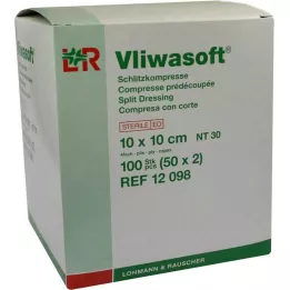 VLIWASOFT Κομπρέσες με σχισμή 10x10 cm αποστειρωμένες 4 στρώσεις, 50X2 τεμ