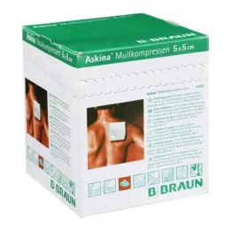 ASKINA Γάζες κομπρέσες 5x5 cm αποστειρωμένες 8 στρώσεις, 25X2 τεμ