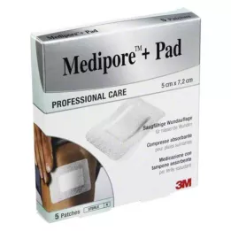 MEDIPORE+Pad 3M 5x7,2cm 3562NP σοβάς, 5 τεμ