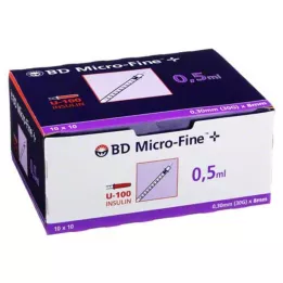 BD MICRO-FINE+ Σύριγγα ινσουλίνης 0,5 ml U100 8 mm, 100X0,5 ml