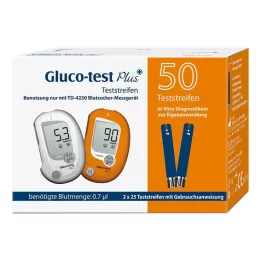 GLUCO TEST Ταινίες μέτρησης γλυκόζης αίματος Plus, 50 τεμ