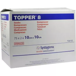 TOPPER 8 κομπρέσες 10x10 cm αποστειρωμένες, 75X2 τεμ