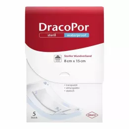 DRACOPOR αδιάβροχο επίθεμα τραυμάτων 8x15 cm αποστειρωμένο, 5 τεμ