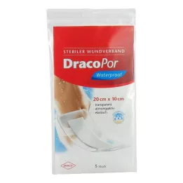DRACOPOR αδιάβροχο επίθεμα τραυμάτων 10x20 cm αποστειρωμένο, 5 τεμ