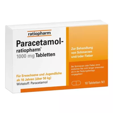 PARACETAMOL-ratiopharm 1.000 mg δισκία, 10 τεμ PARACETAMOL-ratiopharm 1.000 mg δισκία, 10 τεμ