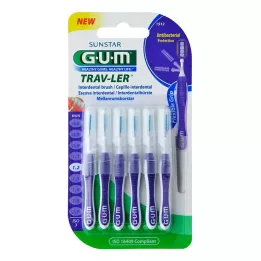 GUM TRAV-LER 1,2mm κερί μωβ μεσοδόντιο + 6 καπάκια, 6 τμχ