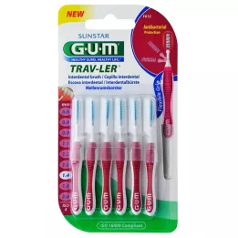 GUM TRAV-LER 1,4mm κερί ροζ μεσοδόντιο + 6 καπάκια, 6 τμχ