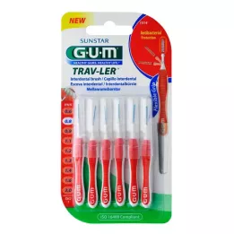 GUM TRAV-LER 0,8mm κερί κόκκινο μεσοδόντιο + 6 καπάκια, 6 τεμ