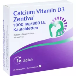 CALCIUM VITAMIN D3 Zentiva 1000 mg/880 I.U. Kautab, 20 τεμ