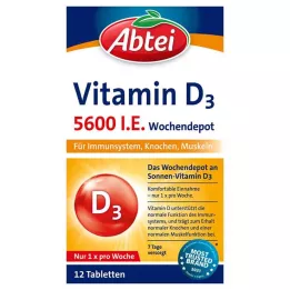 ABTEI Βιταμίνη D3 5600 IU εβδομαδιαία αποθήκη δισκίων, 12 τεμ