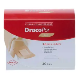 DracoPor Soft επίδεσμος τραυμάτων στο χρώμα του δέρματος 3,8x3,8 cm αποστειρωμένος, 50 τμχ