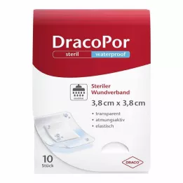 DRACOPOR αδιάβροχο επίθεμα τραυμάτων 3,8x3,8 cm αποστειρωμένο, 10 τεμ