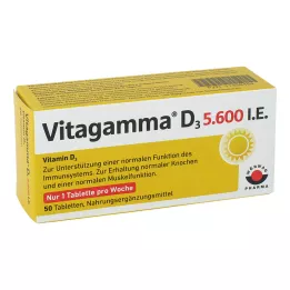 VITAGAMMA D3 5.600 IU Vitamin D3 NEM Δισκία, 50 τεμ