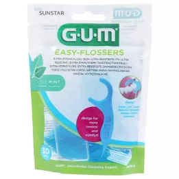 GUM Κερωμένα ξυλάκια οδοντικού νήματος Easy-Flossers + θήκη ταξιδιού, 30 τεμ