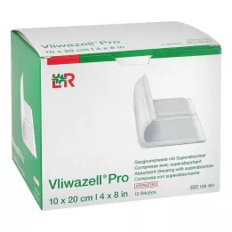 VLIWAZELL Επαγγελματική υπεραπορροφητική κομπρέσα αποστειρωμένη 10x20 cm, 10 τεμ