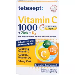 TETESEPT Vitamin C 1.000+Zinc+D3 1.000 I.E, 30 τεμ