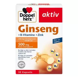 DOPPELHERZ Ginseng 250 + βιταμίνες του συμπλέγματος Β + κάψουλες ψευδάργυρου, 30 τεμ