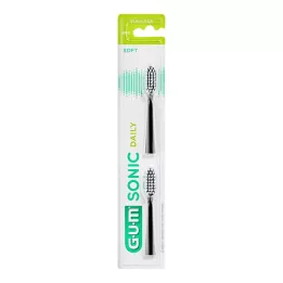 GUM SONIC DAILY Ανταλλακτικές κεφαλές βούρτσας μαύρες, 2 τεμάχια