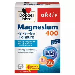DOPPELHERZ Δισκία Magnesium 400+B1+B6+B12+Folic Acid, 120 τεμ